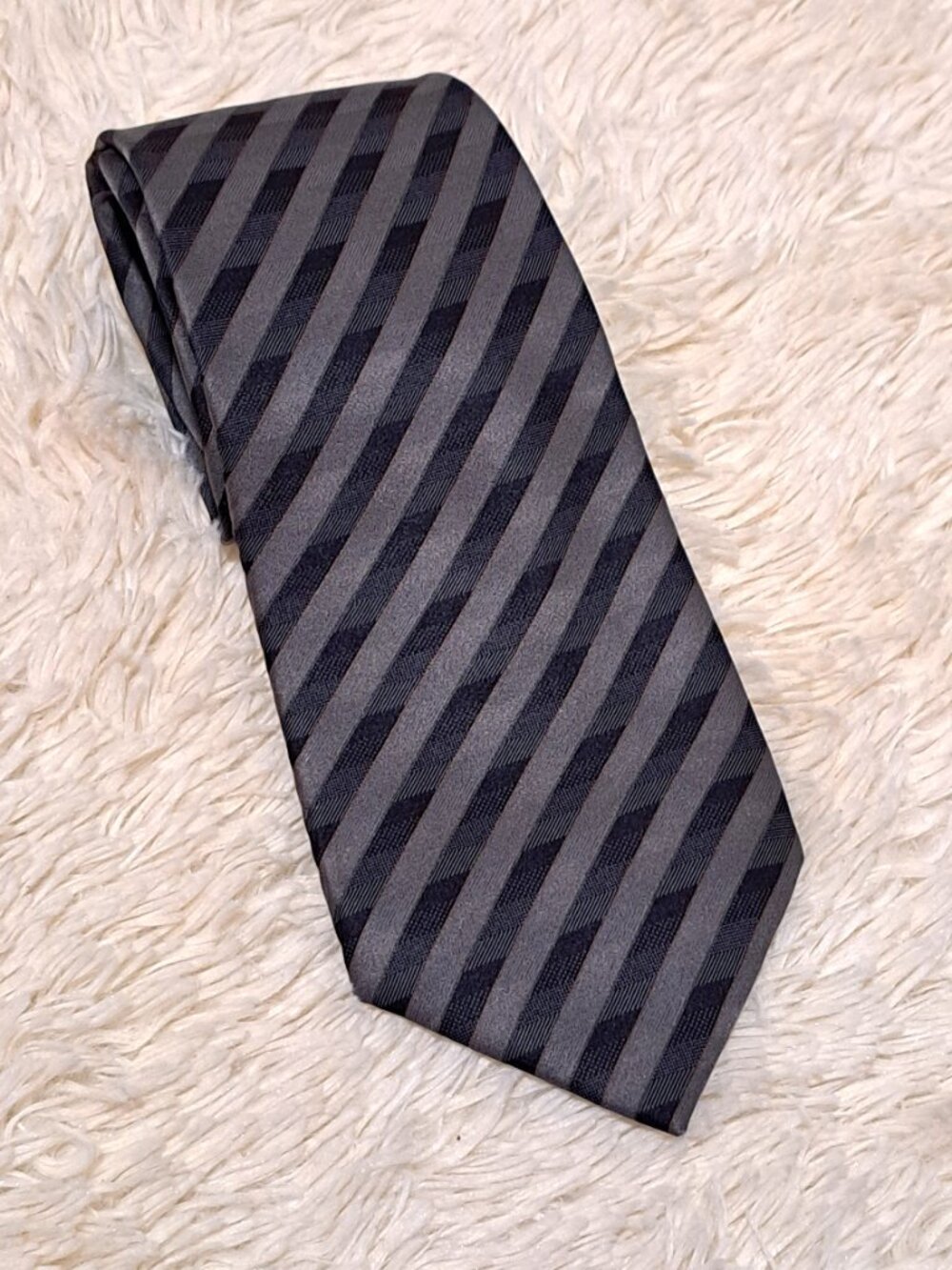 DKNY Black & Gray Striped Men's Tie